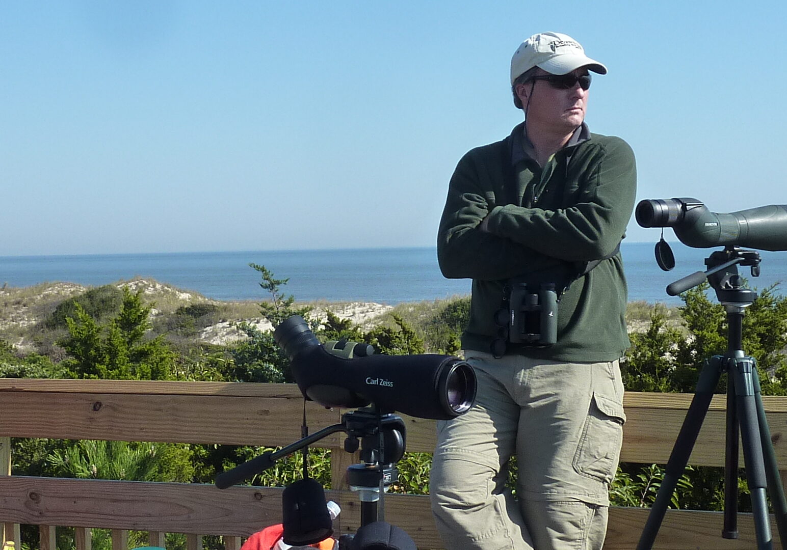 Cape Henlopen Hawk Watch offers a fine view of the Atlantic Ocean, and really is a Hawk Watch and Sea Watch combined.  Photo by Sally O'Byrne.